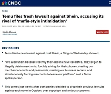 Temu在美国对Shein提起新诉讼
